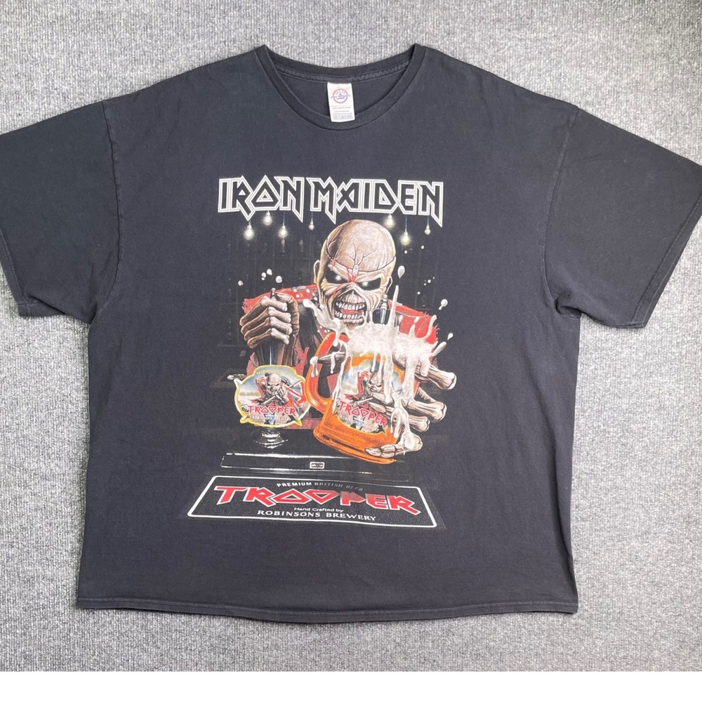 Iron Maiden T-Shirt Mens 3XL Black Trooper Beer Robinsons Brewery Graphic Y2K